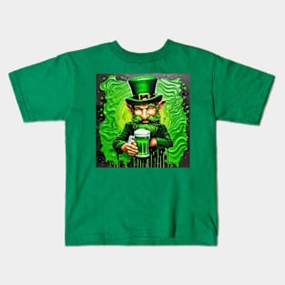 St. Patrick's Day Leprechaun Drinking Green Beer Kids T-Shirt